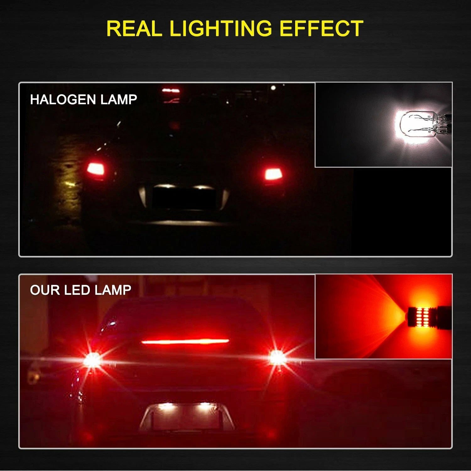Set of 4 Red LED Brake Tail Stop Light Bulbs for T25 7443 7440