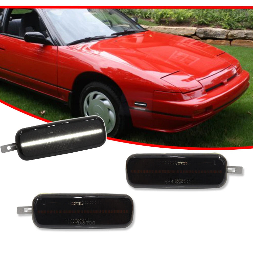 Smoke White LED Front Side Marker Lights for Nissan 240SX S13 (1989–1994)