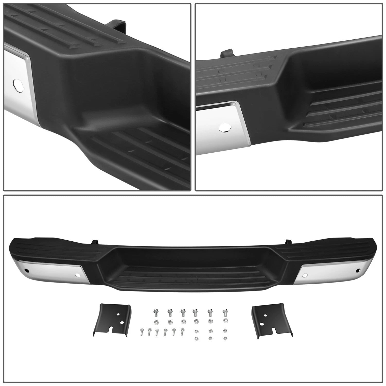 Chrome Rear Bumper for Nissan NV1500 NV2500 NV3500 (2012–2021) w/ Sensor Holes