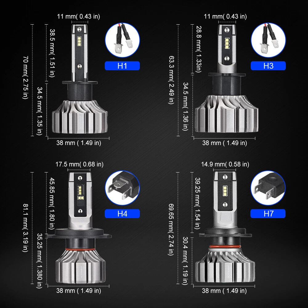 H4 9005 9006 H11 LED Combo Headlight Bulbs for US Vehicles (6000K)