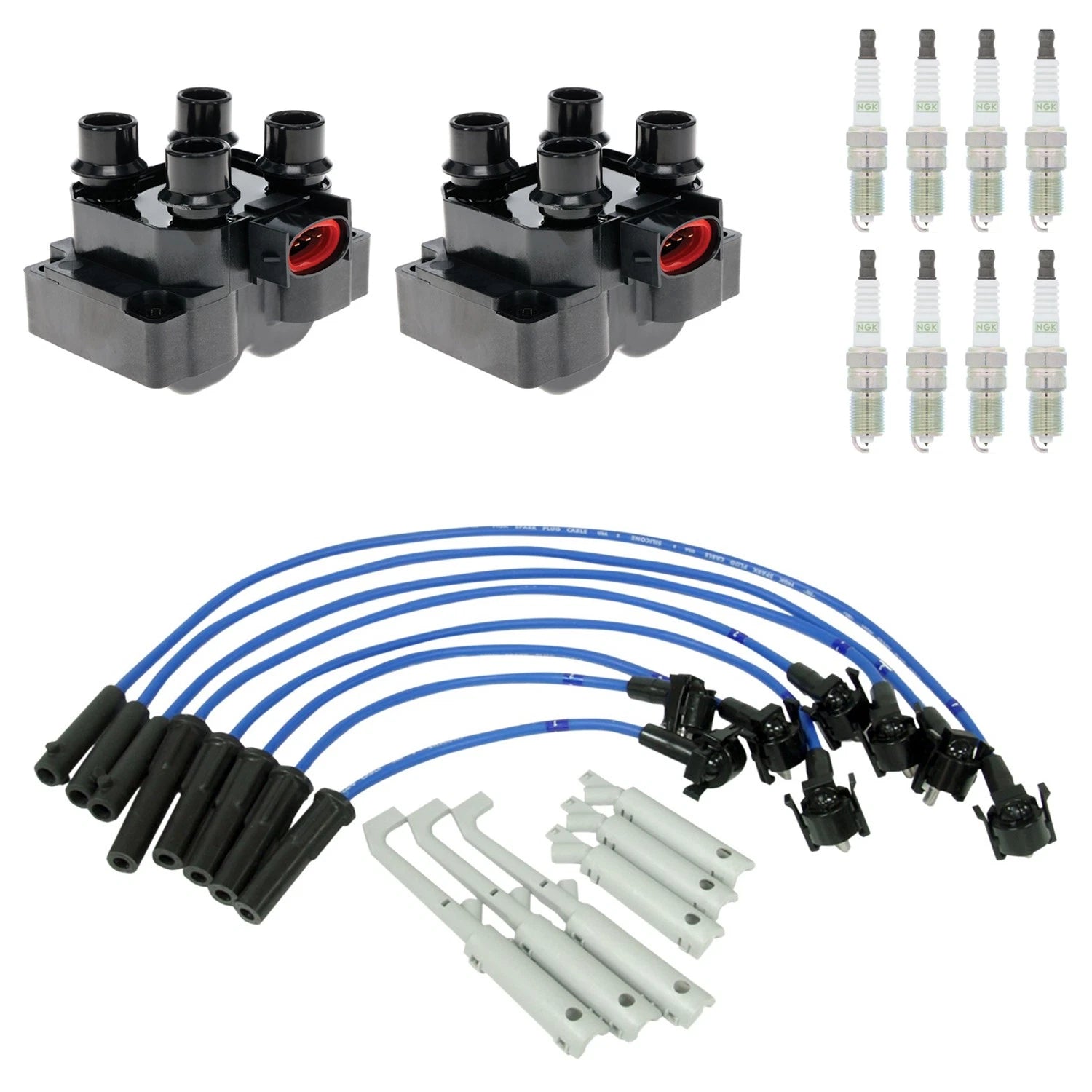 Set of 2 Ignition Coils & NGK 8 G-Power Spark Plugs for Mazda B2500 (1998–2006)