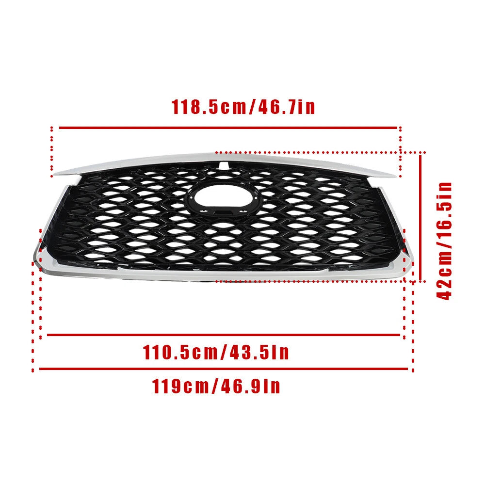 Front Radiator Upper Grille for Infiniti QX60 (2022–2023) Black Chrome