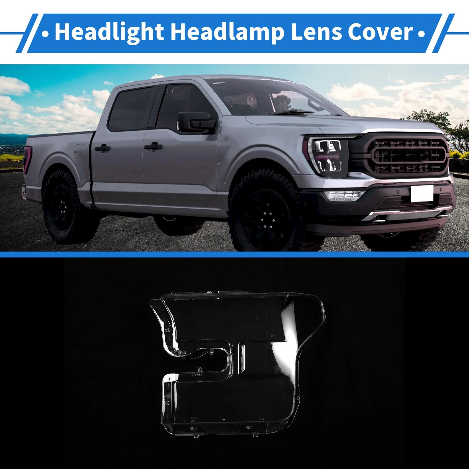 Headlight Lens Cover for Ford F-150 (2015–2017) PC Clear