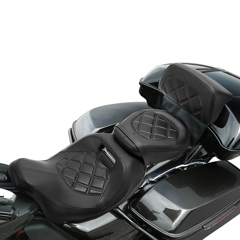 Driver & Passenger Seat & Backrest for Harley CVO Road Glide (2014–2023) Black