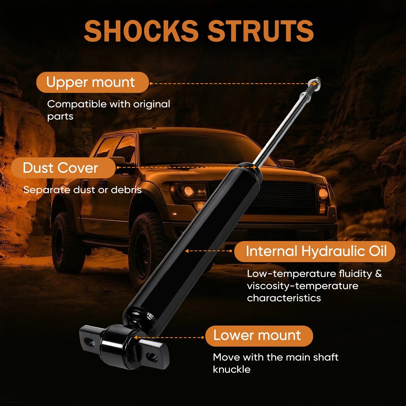 Set of 2 Rear Shocks Struts Assembly for Ford Fusion (2013-2020)
