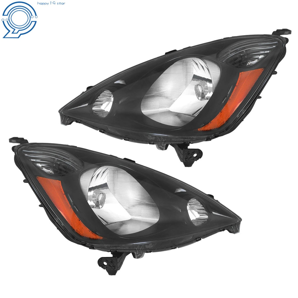 Set of 2 Black Halogen Headlights for Honda Fit Sport (2009–2011)