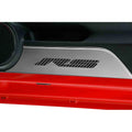 Stainless Door Panel Kick Plates w/Dark Blue Vinyl "RS" Inlay for 2010-15 Camaro