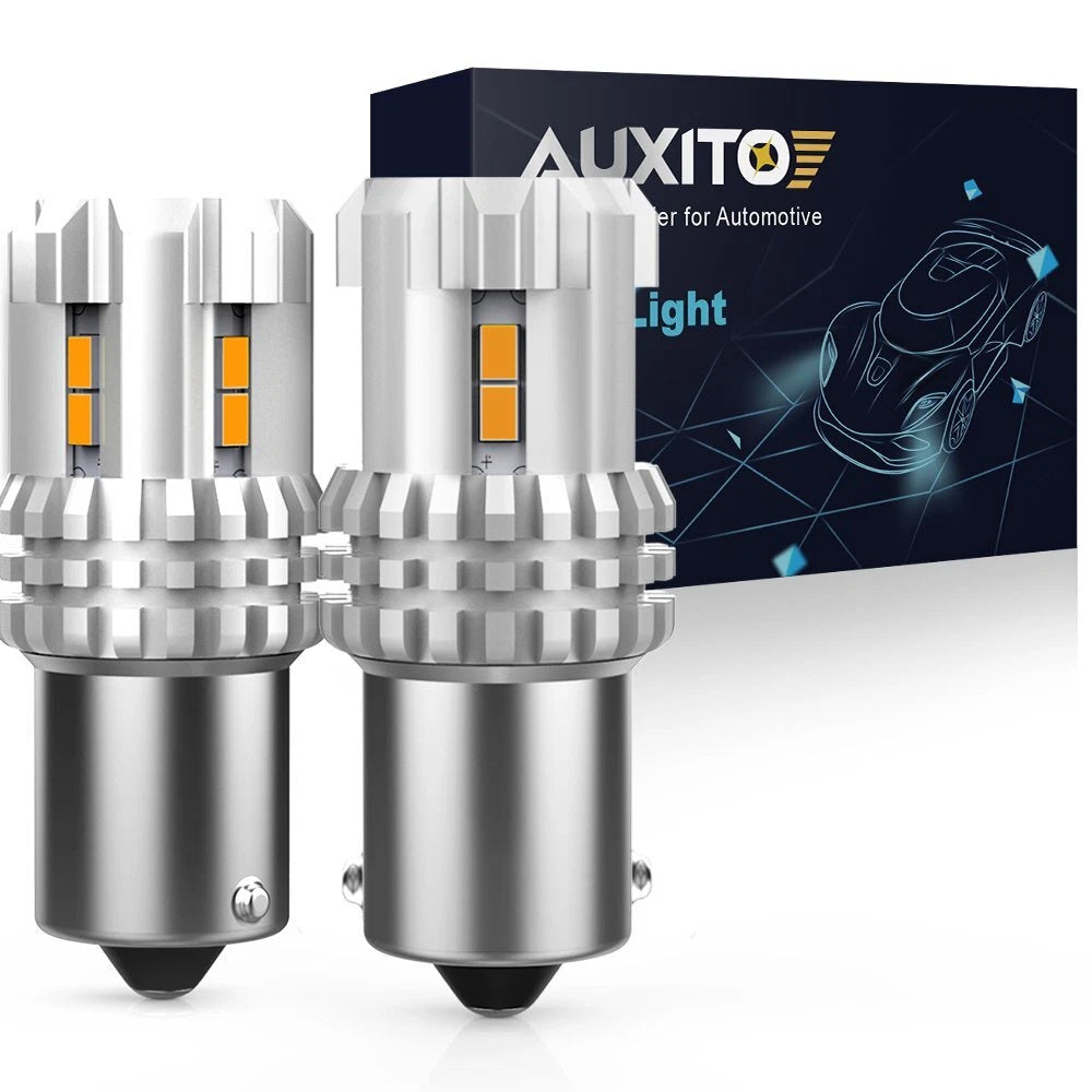 2X Amber 1156 LED Light Bulbs for Turn Signal Backup (Universal)