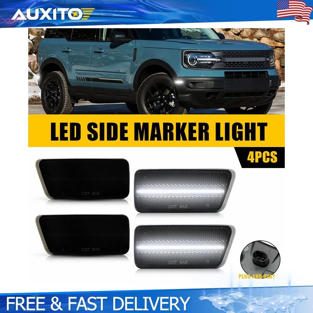 Smoked White LED Side Marker Lights for Ford Bronco Sport (2021–2023)