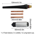 Collet and Long Back Cup Set for TIG Welding (Manual Sharpener Holder)