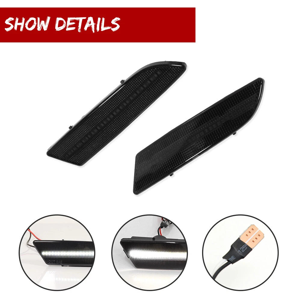 Set of 2 White LED Bumper Side Marker Lights for Chrysler Crossfire (2004–2008)