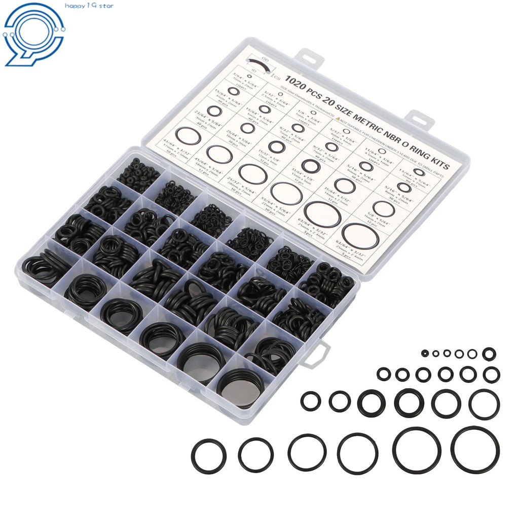 Nitrile Rubber O-Ring Assortment (1020 Pieces)