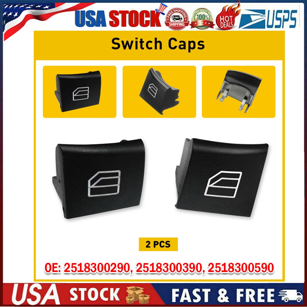 2X Driver Window Switch Repair Button Cap for Mercedes ML GL (2006â2012)