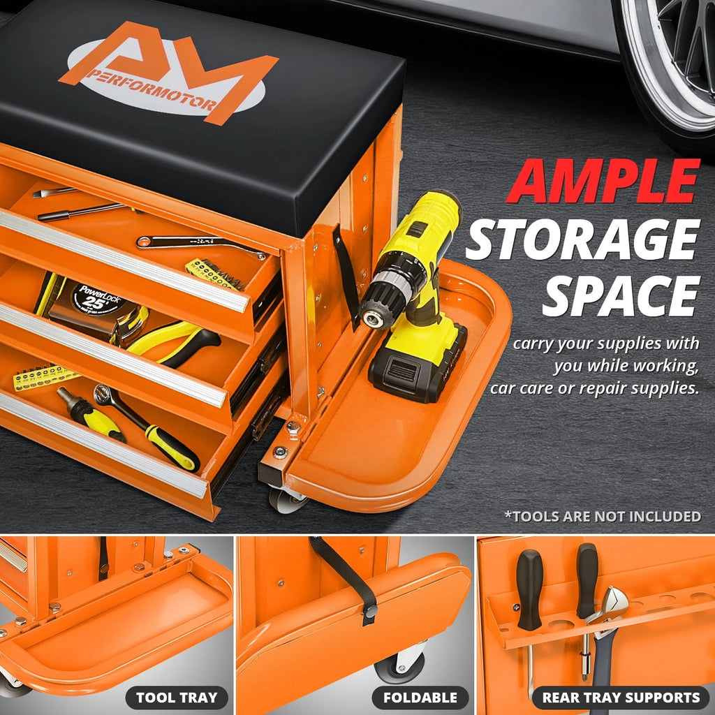 2X Mechanics Roller Seat for Work Cabinet (350lbs Capacity)