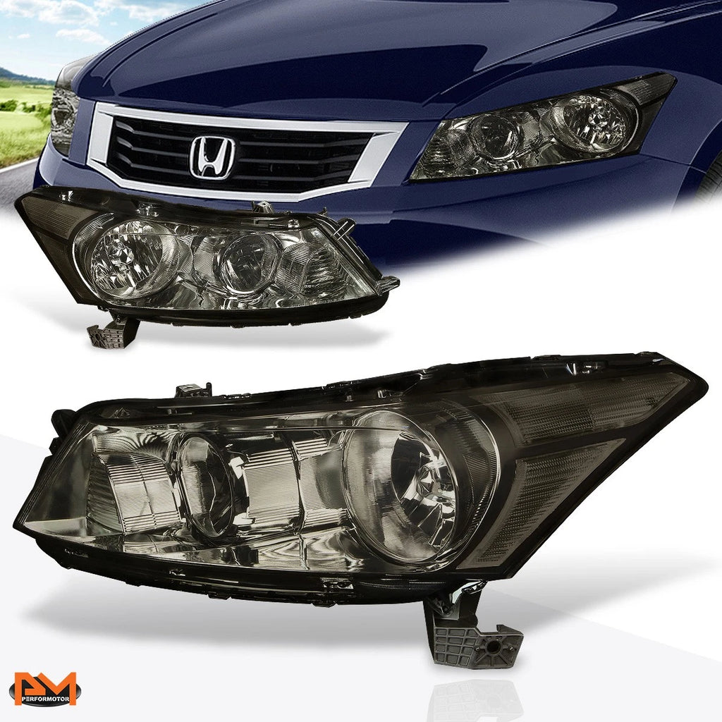 Headlight/Lamp Set for Honda Accord Sedan (2008–2012) Smoked Housing Clear Corner