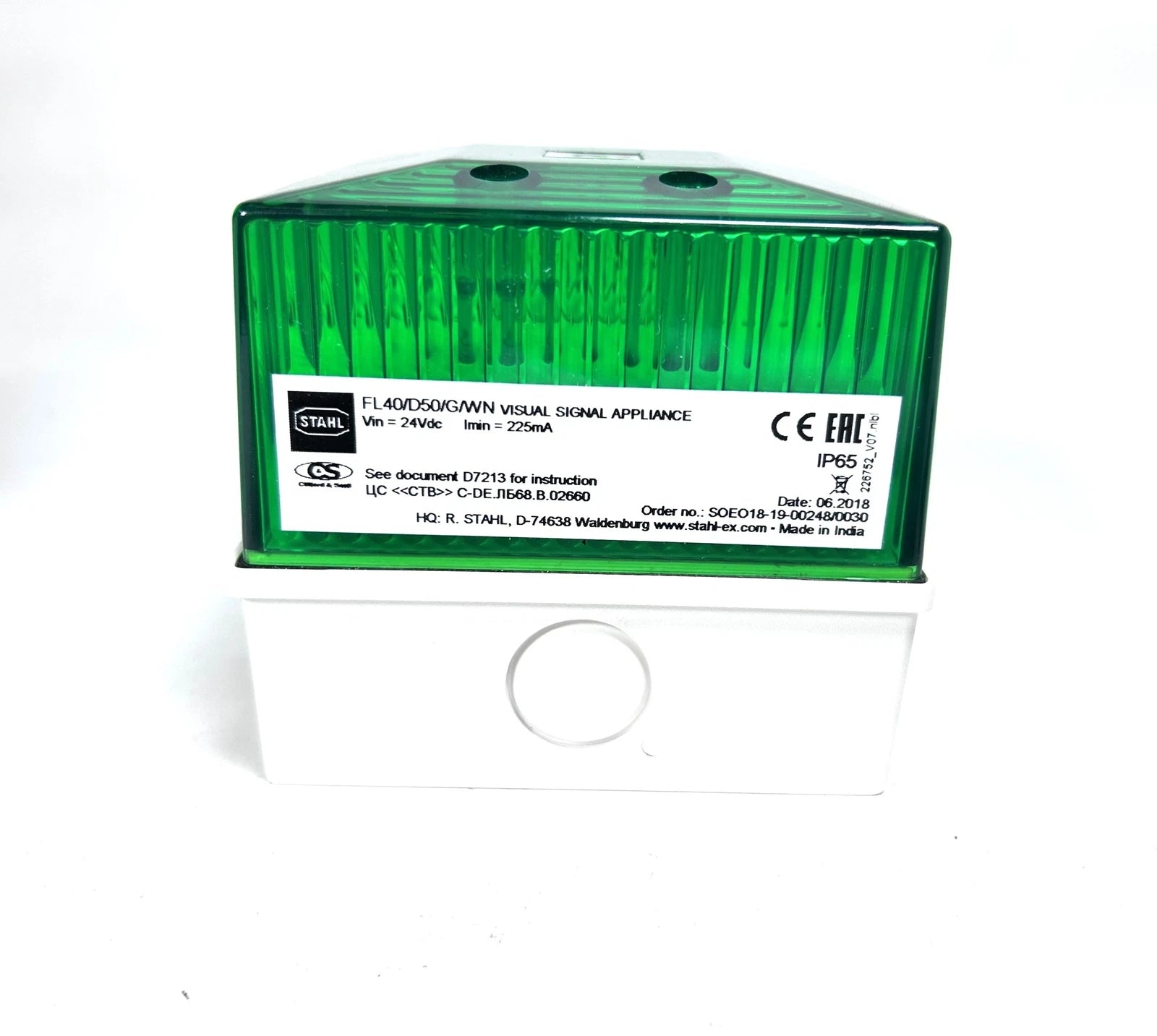Clifford & Snell FL40/D50 V4 Green Alarm Flash Light for 24V Vehicles