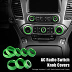 8 Pcs Green AC Radio Switch Knob Cover for Chevy Silverado, GMC Sierra (2014–2018)