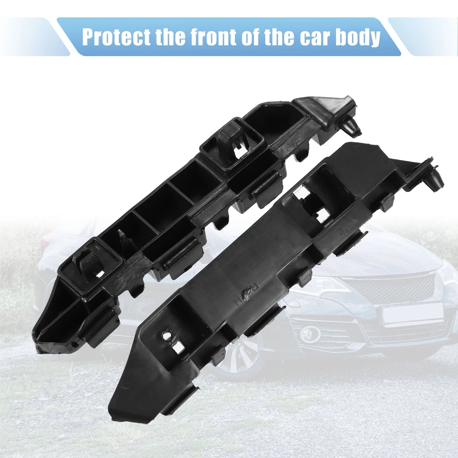 Pair of Front Bumper Bracket 71193-TR0-A01 for Honda Civic (2012) Plastic Black