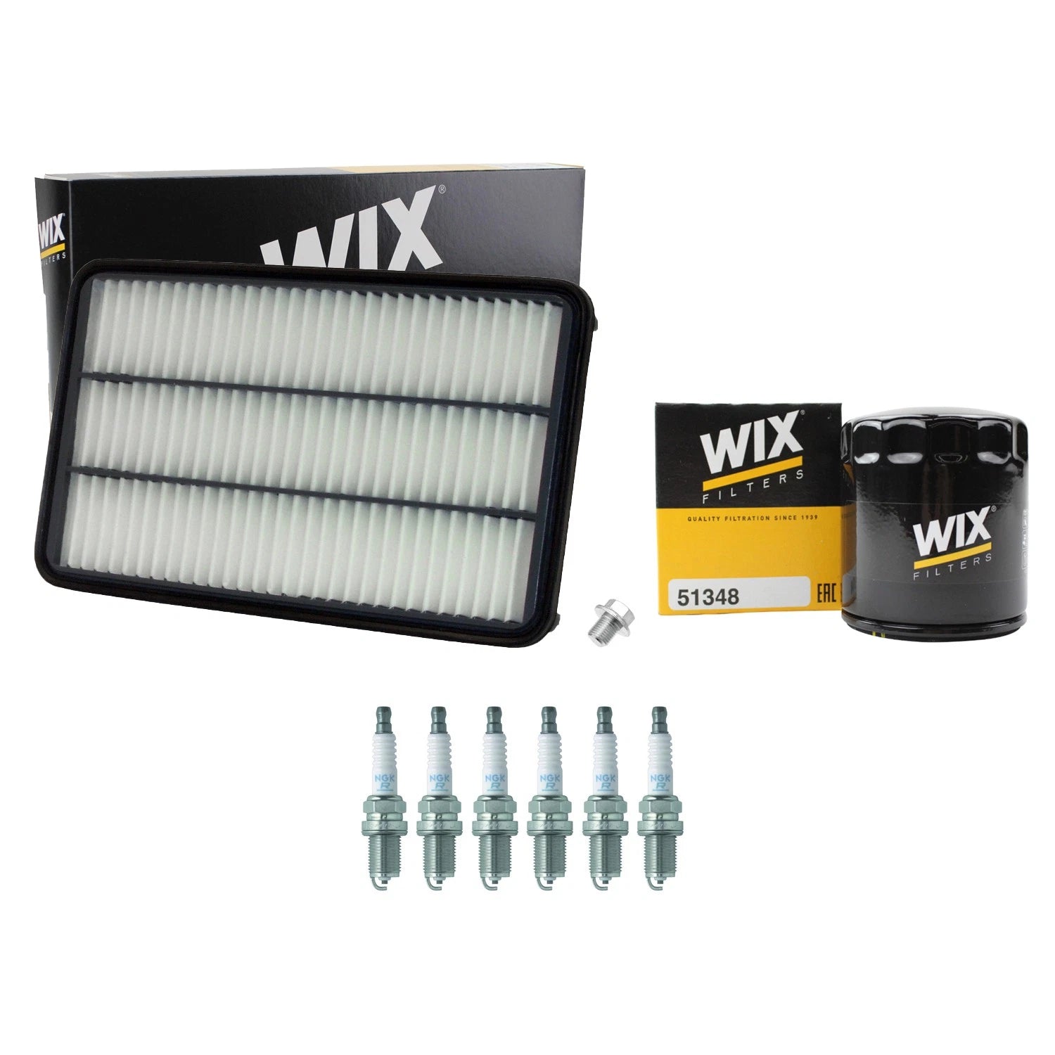 Wix Engine Air Oil Filters & NGK 6 V-Power Spark Plugs Kit for Avalon Camry (G)