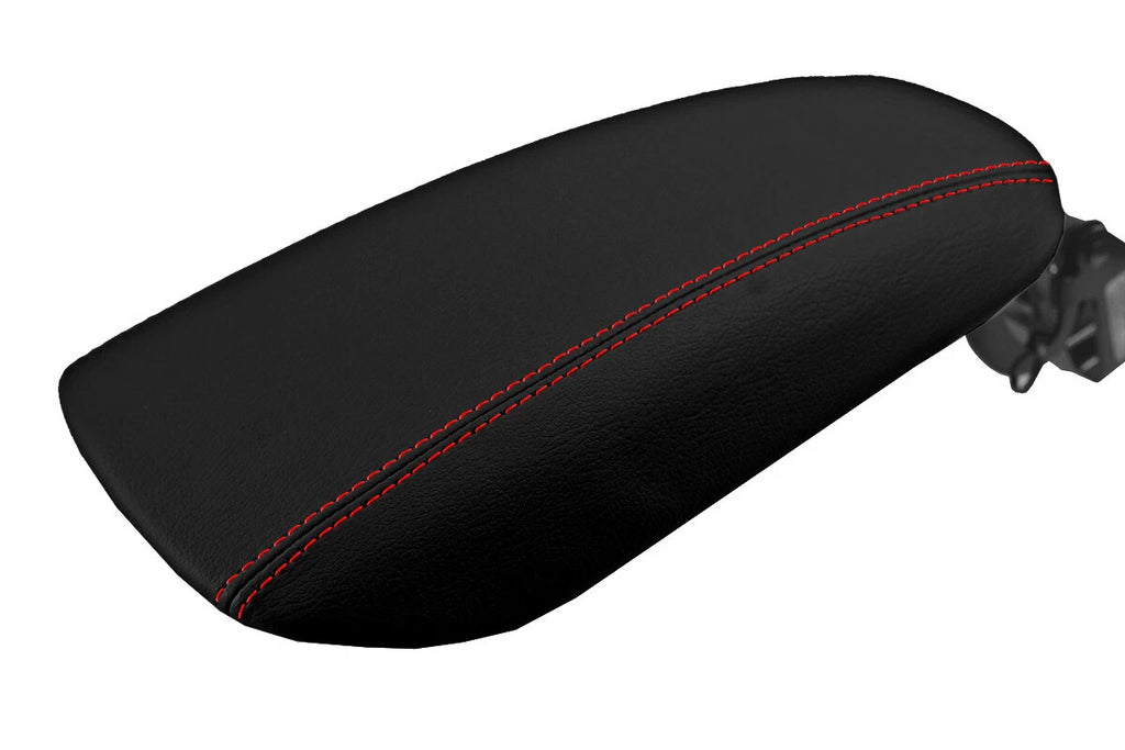 Console Lid Pull Over Cover Leather for Ford Fusion (2013–2020) Red Stitch