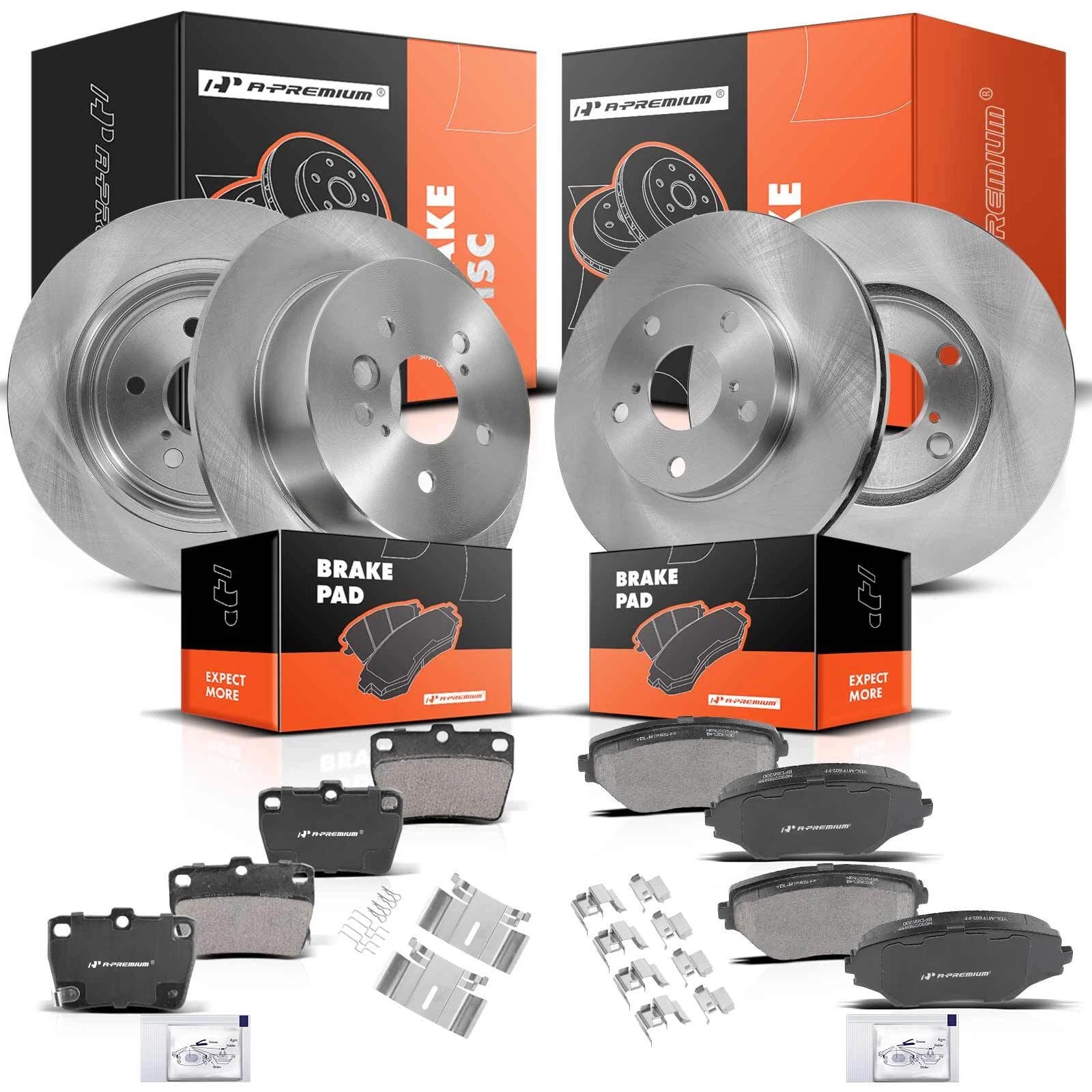 Front & Rear Disc Brake Rotor and Ceramic Pads for Toyota RAV4 (2004-2005)