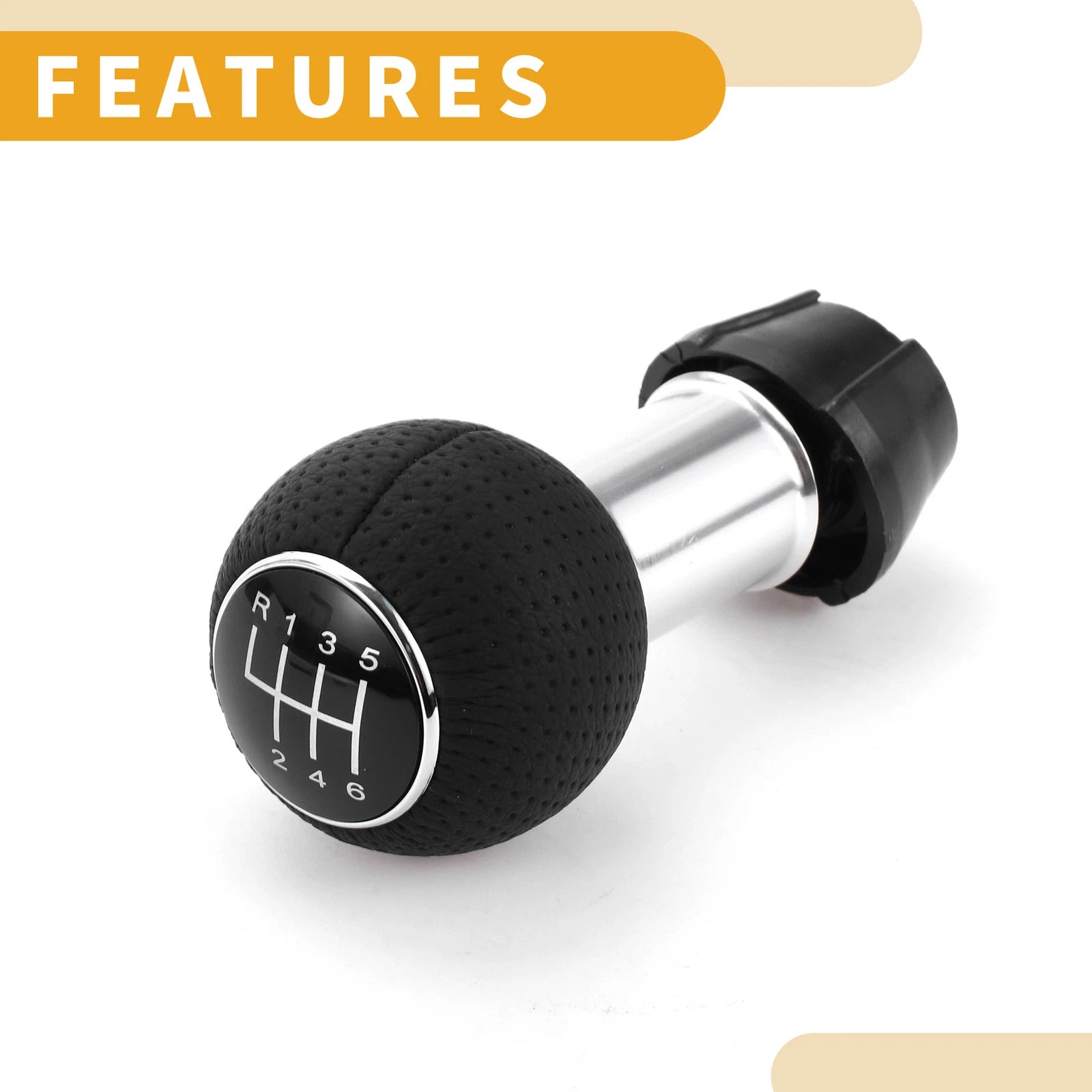 6 Speed Manual Gear Shift Knob for Audi A3 (2008–2020) Plastic Faux Leather Black