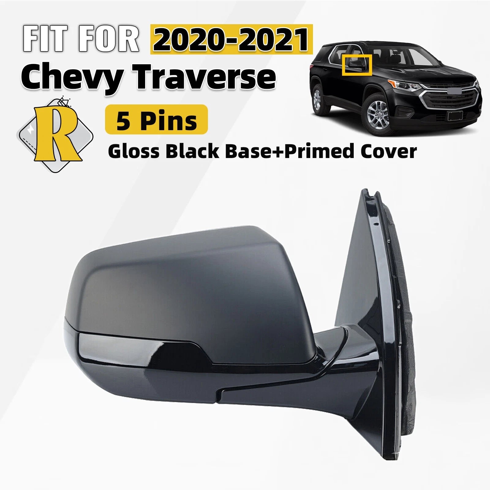 Heated Side Mirror for Chevy Traverse (2020–2021) Right Passenger 5Pin