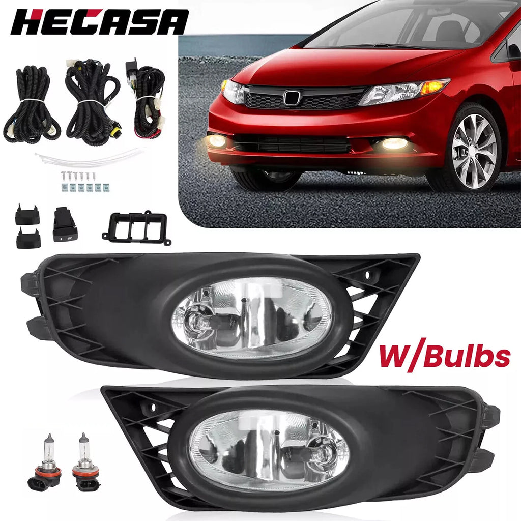 Bumper Fog Lights Driving Lamps w/Switch for Honda Civic 4-Door Sedan (2009–2011)