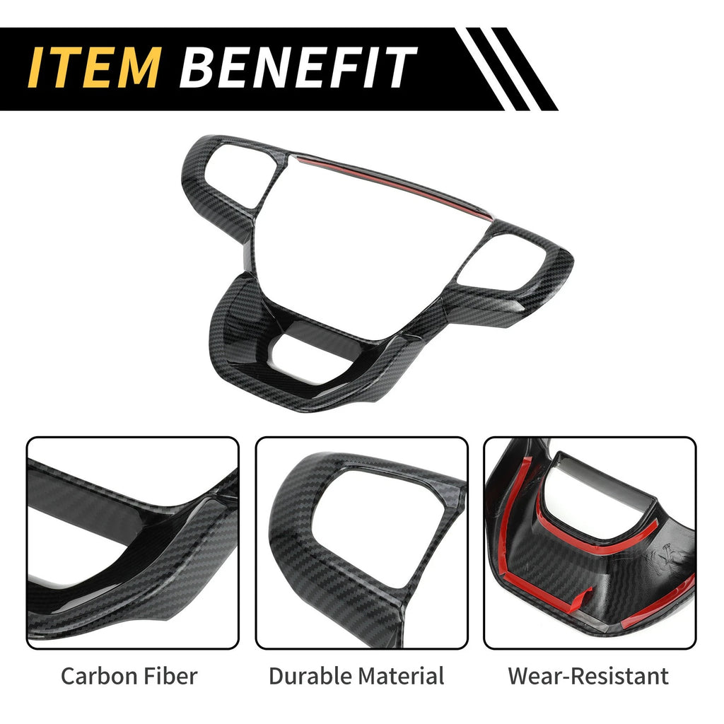 Carbon Fiber Steering Wheel Cover Trim for Ford Ranger (2023–2024)