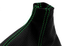 Manual Shift Boot Cover for Ford Mustang GT (2010–2014) Carbon Fiber Green Stitch