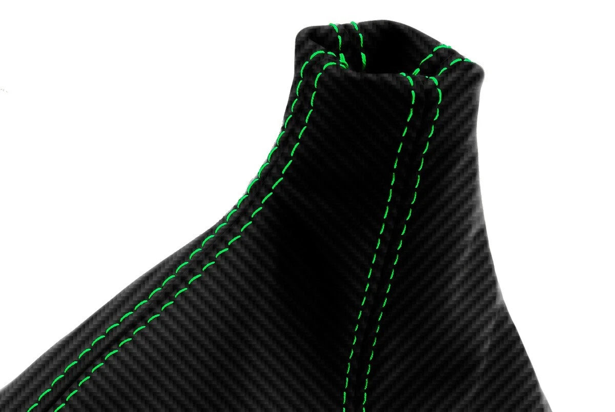 Manual Shift Boot Cover for Ford Mustang GT (2010–2014) Carbon Fiber Green Stitch