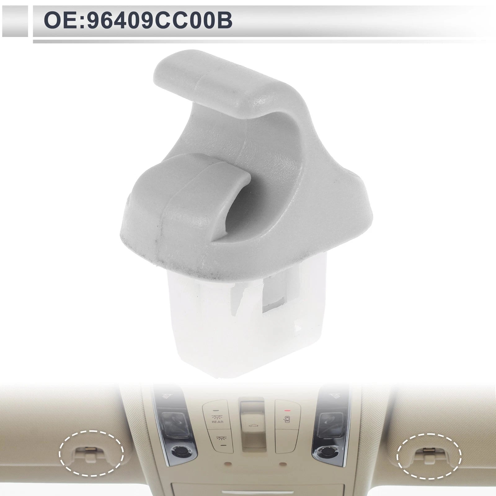Sun Visor Holder Clip for Nissan Murano (2003–2007) No. 96409CC00B Gray