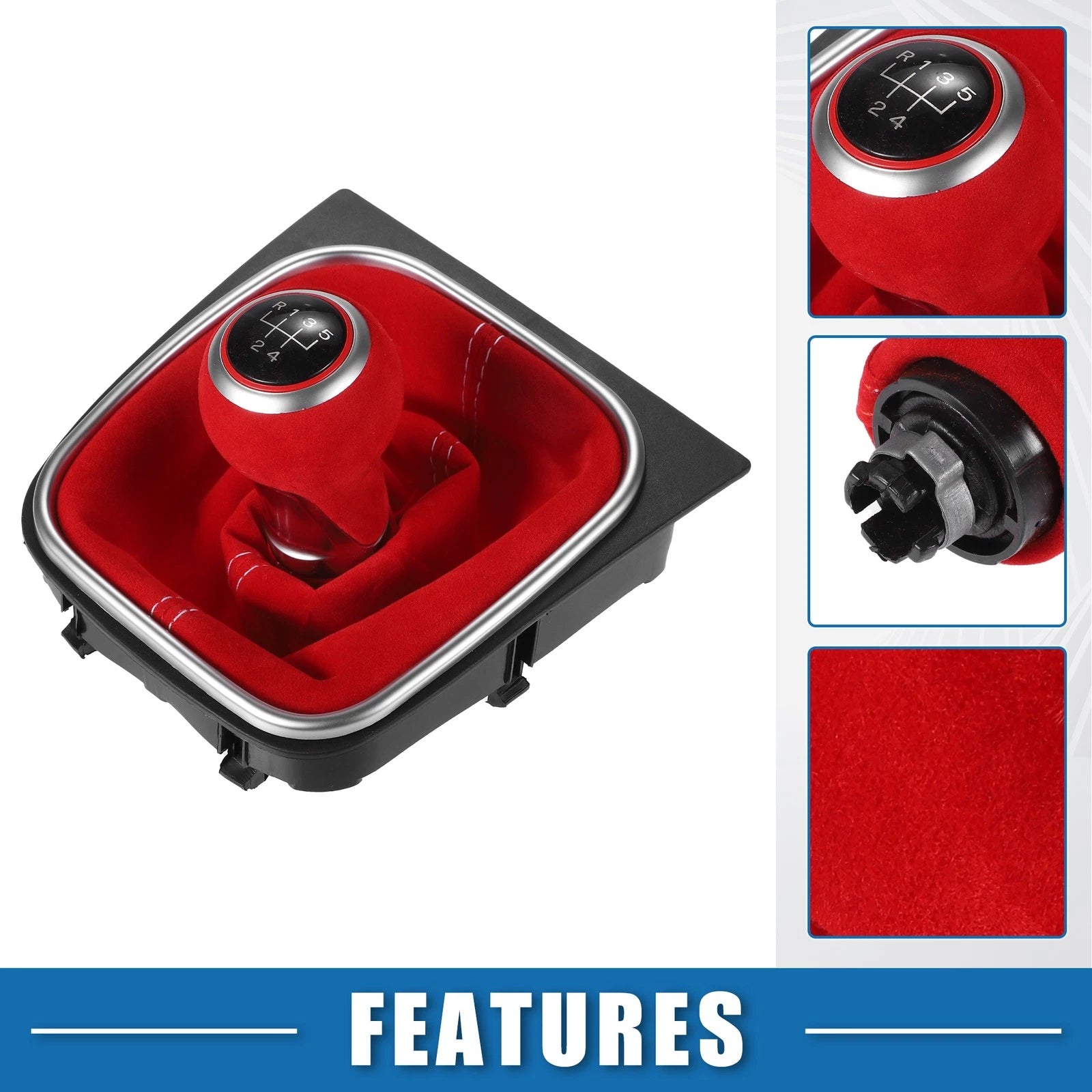 5 Speed Gear Shift Knob Boot for Volkswagen Golf MK7 (2013–2018) Red