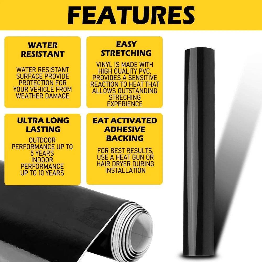 1.5m Gloss Black Vinyl Wrap Film for Universal Car Applications