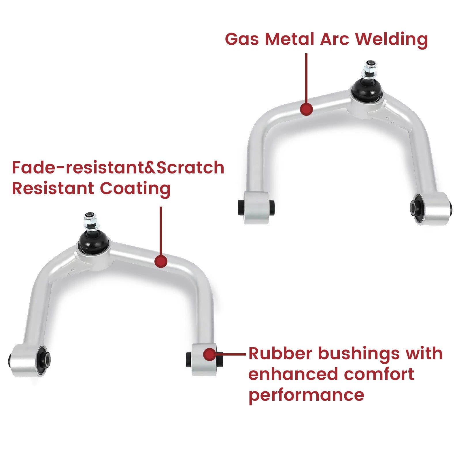 2X Front Upper Control Arms for Ford F150 (2004–2024) 4WD Silver