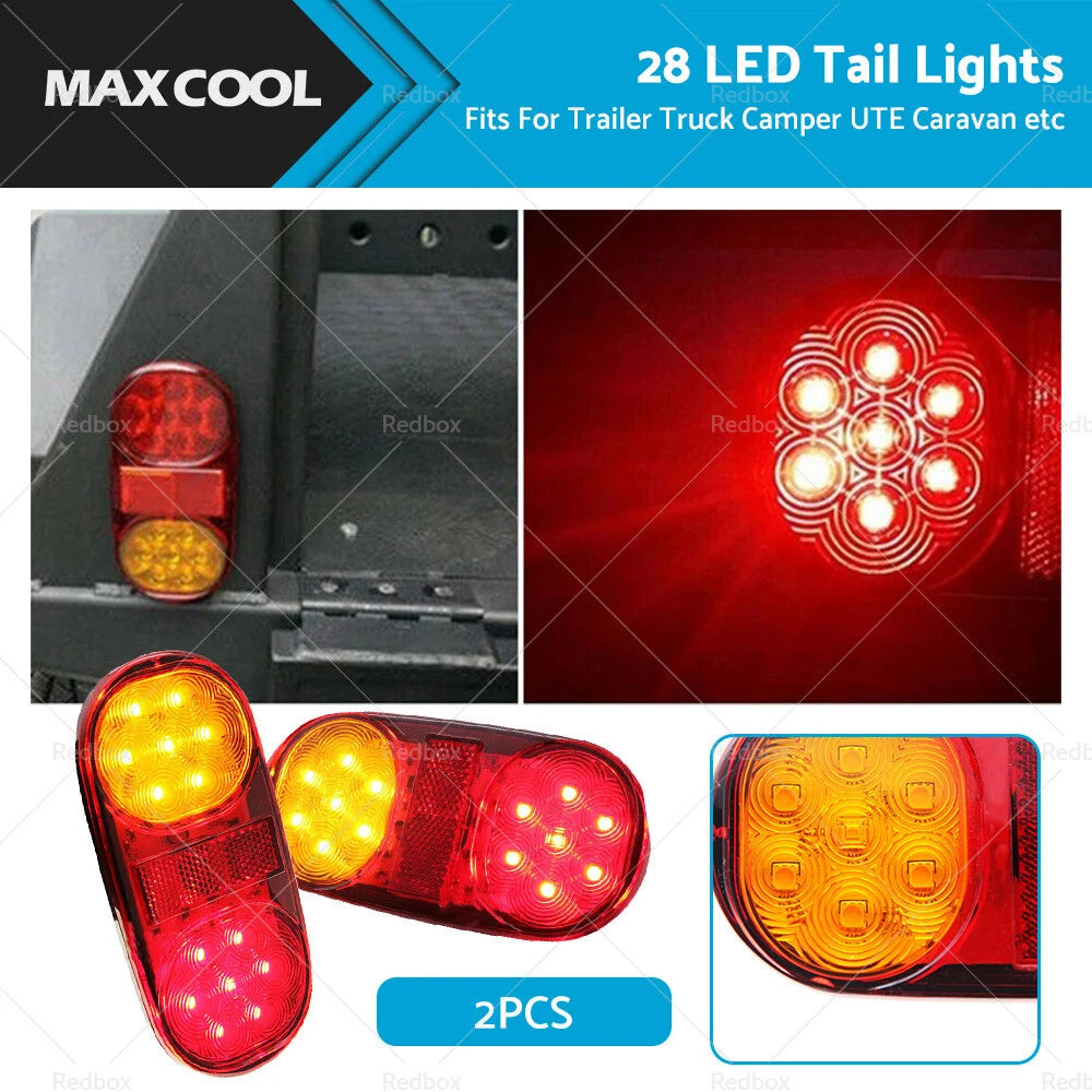 2X 28 LED Trailer Tail Lights for Truck Camper UTE Caravan 4WD