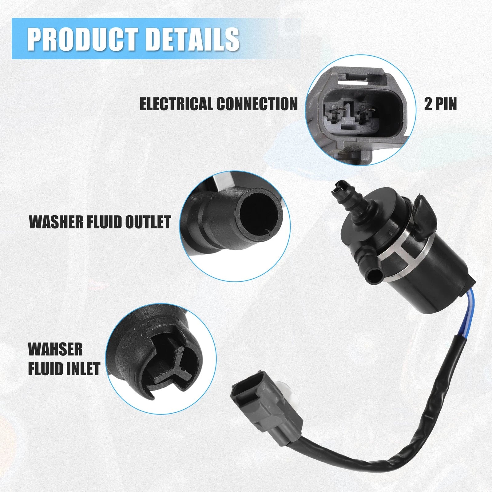Windshield Washer Motor Pump for Mitsubishi Pajero (2008–2015) No. 8264A022