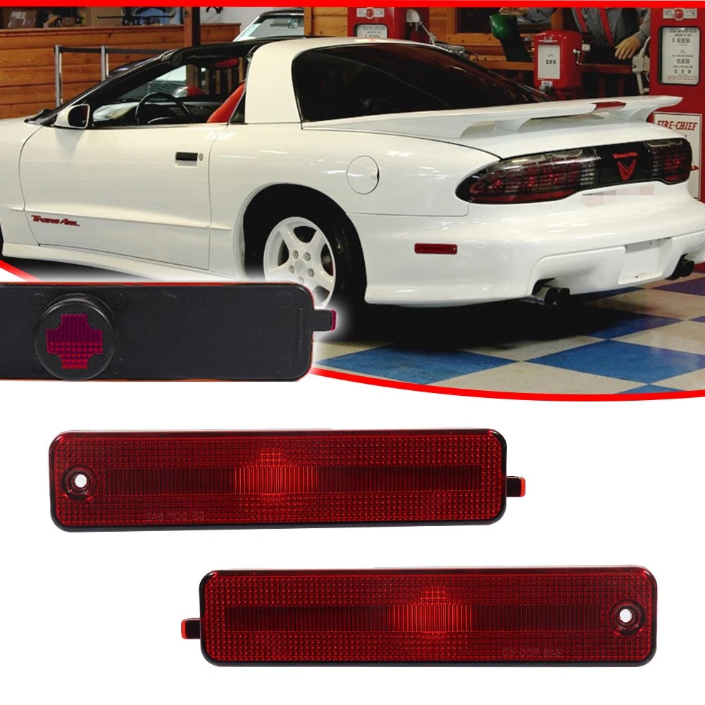 Set of 2 Red Rear Bumper Side Marker Lights for Pontiac Firebird Trans AM