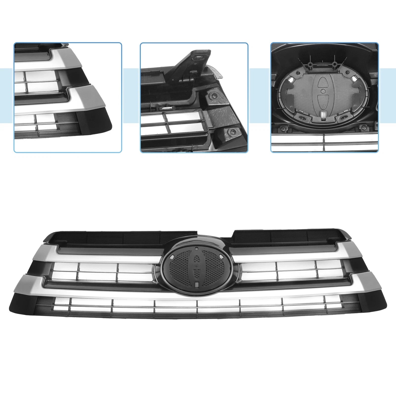 Front Upper Hood Bumper Grille for Toyota Highlander (2017–2019) Black