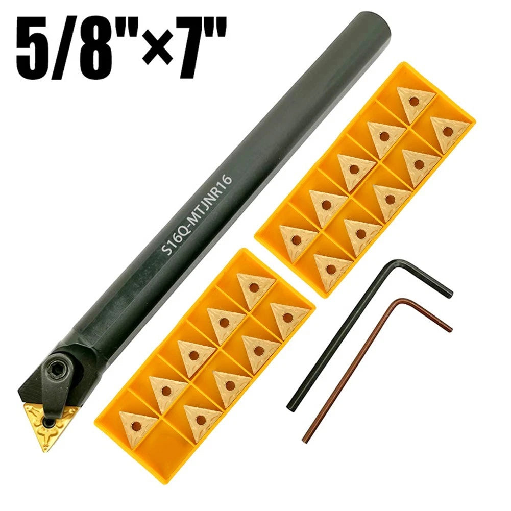 Boring Bar Holder S16QMTJNR16 Set with 10 TNMG331 Inserts for Machining