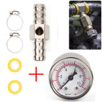 3/8" Gauge Sensor T-Fitting Adapter + 1/8 NPT Fuel Pressure Gauge for Universal (0-140 PSI)