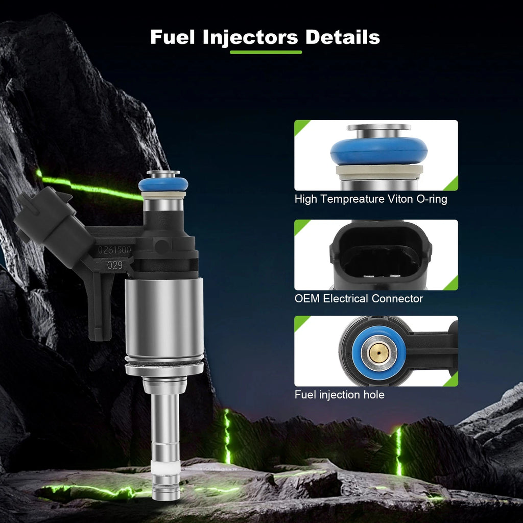Set of 4 Fuel Injectors for Peugeot 207 (2008–2014) Mini Cooper S (2007–2009) 1.6L