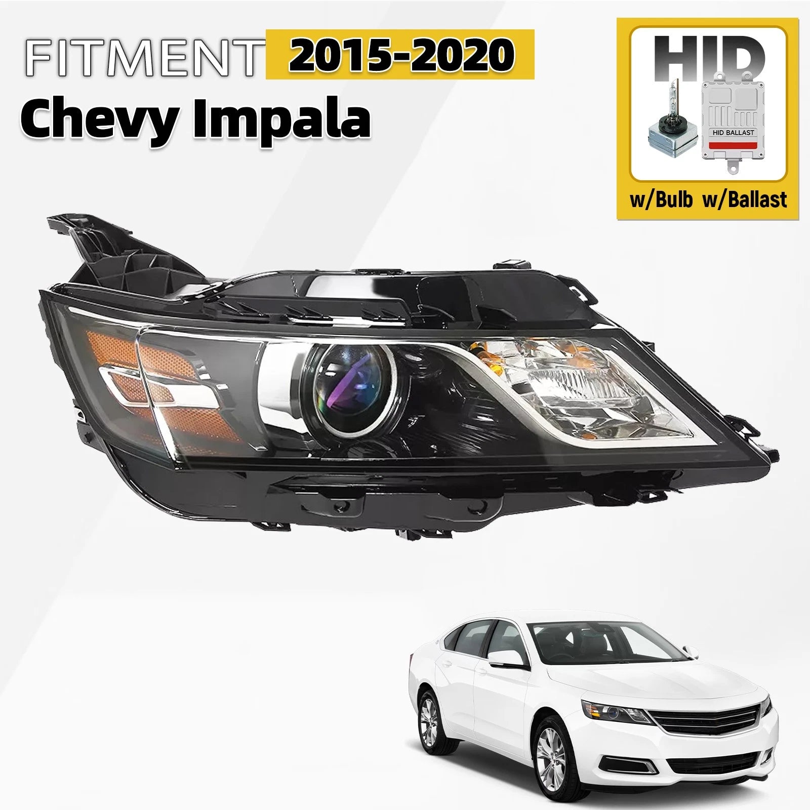 HID Xenon Headlight with Ballast and Bulb Right Passenger for Chevy Impala (2014–2020)