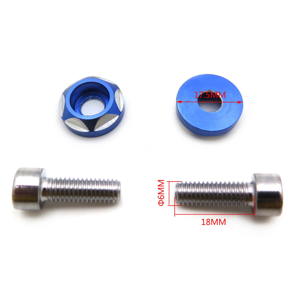 2 Pcs Silver Tone Blue Alloy License Plate Bolt Screw for Universal Fit