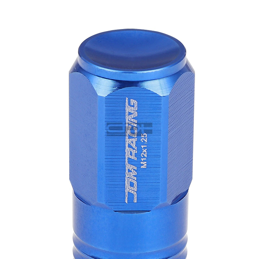 20 PCS Closed End M12x1.25 50mm Tall Blue Aluminum Lug Nuts + Adapter