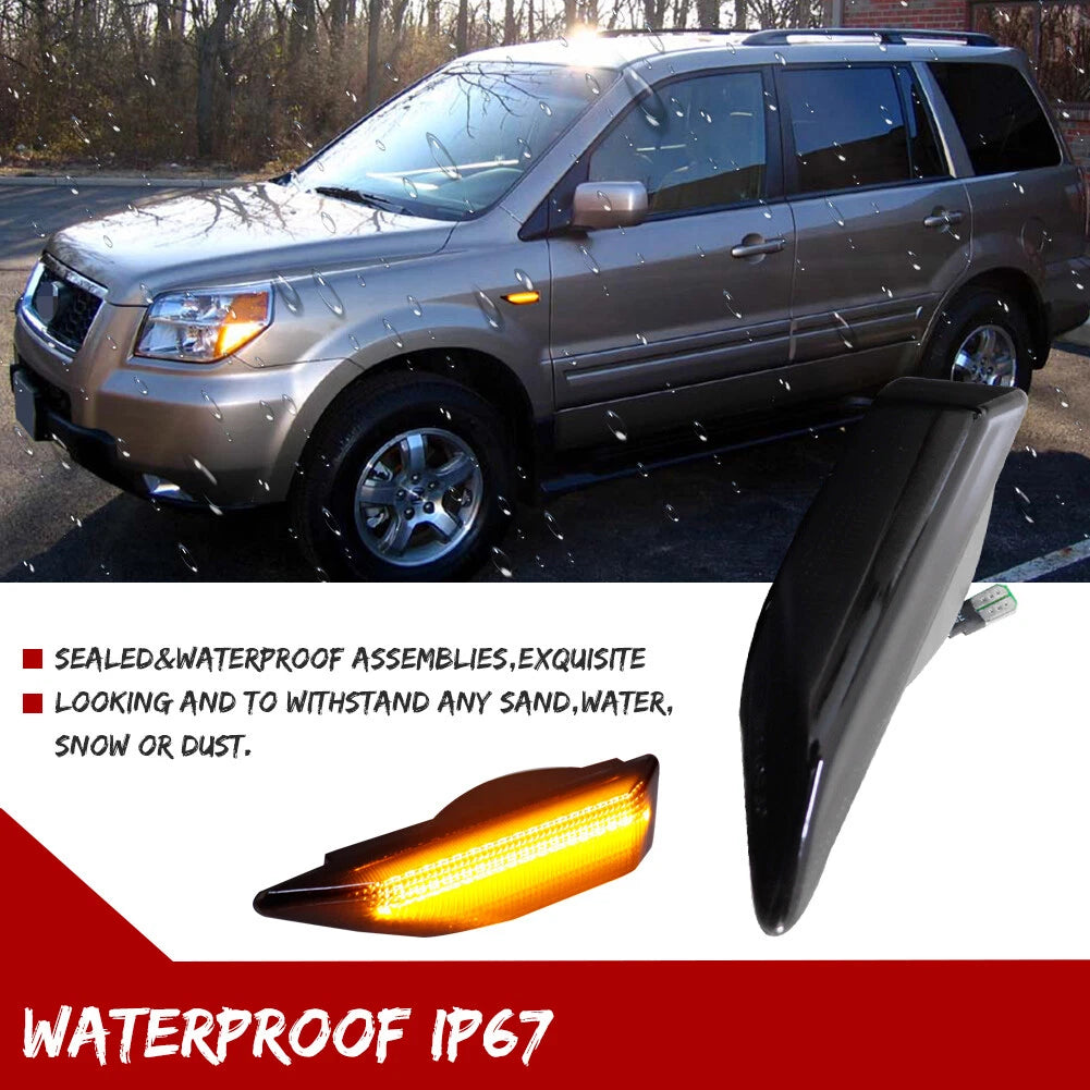 Smoke Amber LED Front Bumper Side Marker Lights for Honda Pilot (2006–2008)