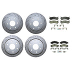 Front Rear Brake Kit with Drilled Rotors & Ceramic Pads for Cadillac Chevrolet GMC