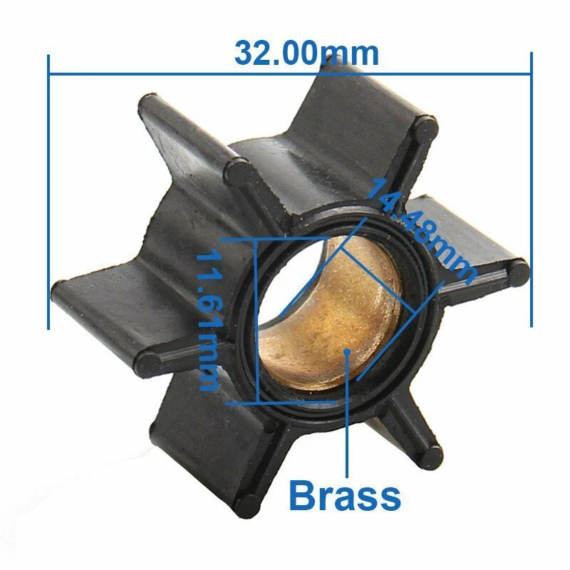 Water Pump Impeller w/Key for Mercury 4/4.5/7.5/9.8hp (1990–2023) 47-89981