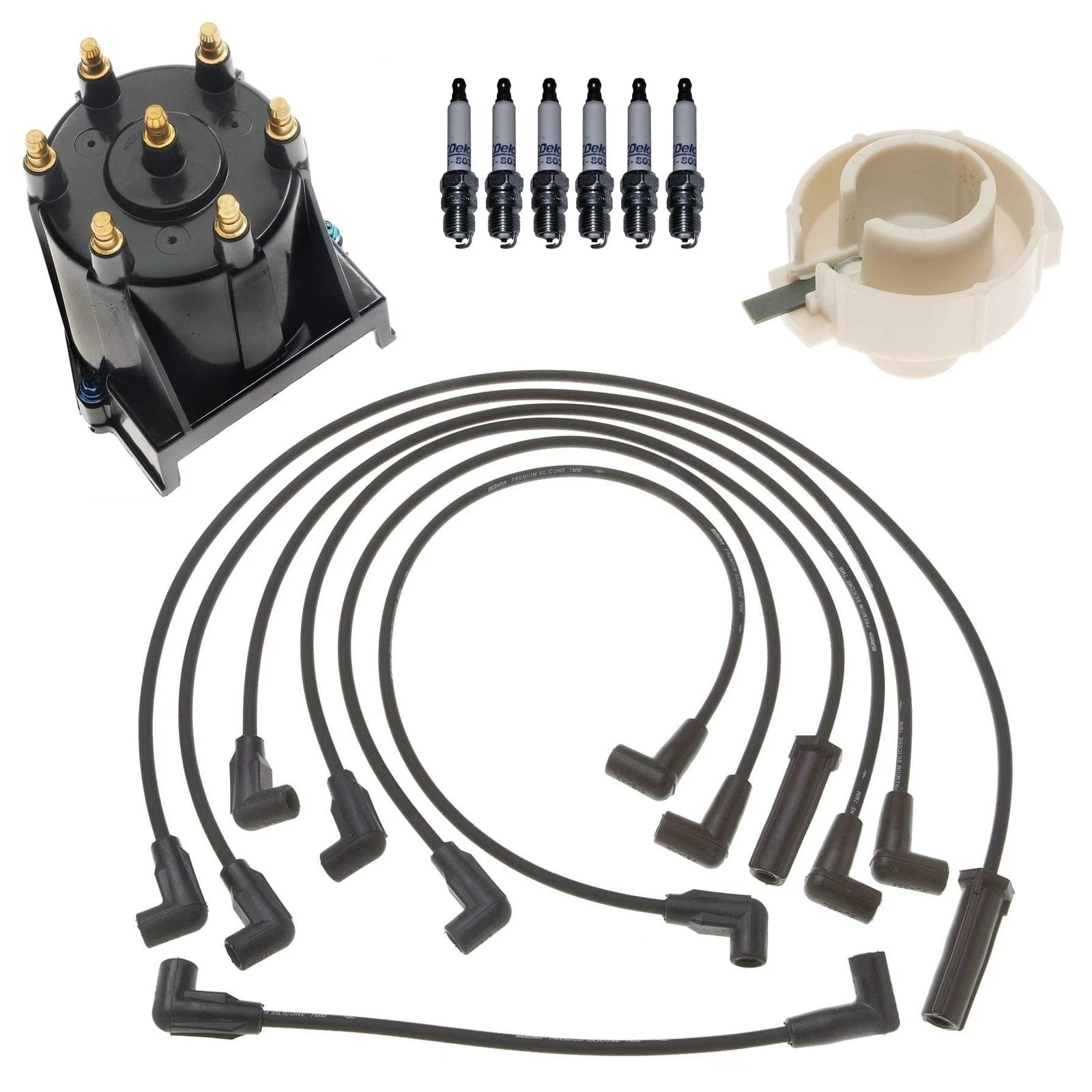 ACDelco Ignition Kit for Chevy 4.3L (1996–2002) - Rotor, Cap, Wires, Spark Plugs