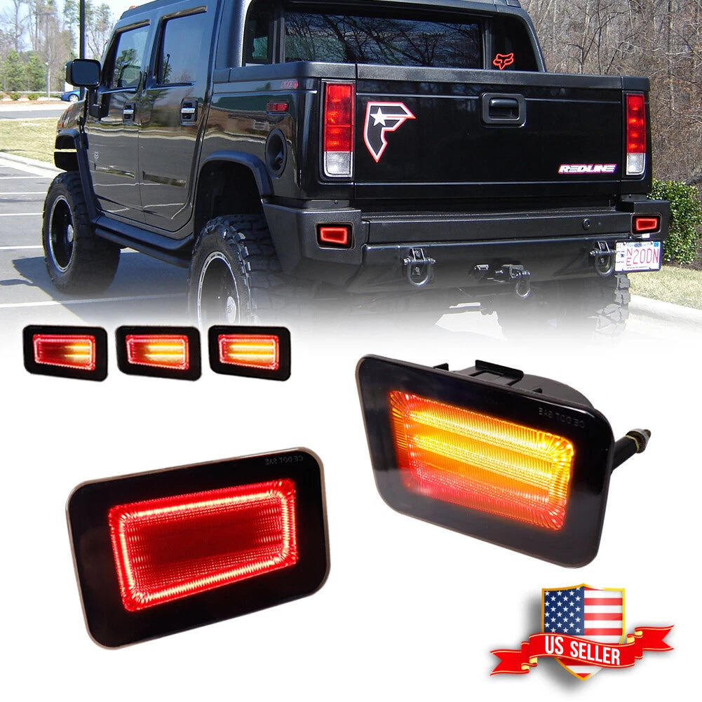 2X Smoked LED Rear Bumper Reflector Lights for Hummer H2 (2005–2009)